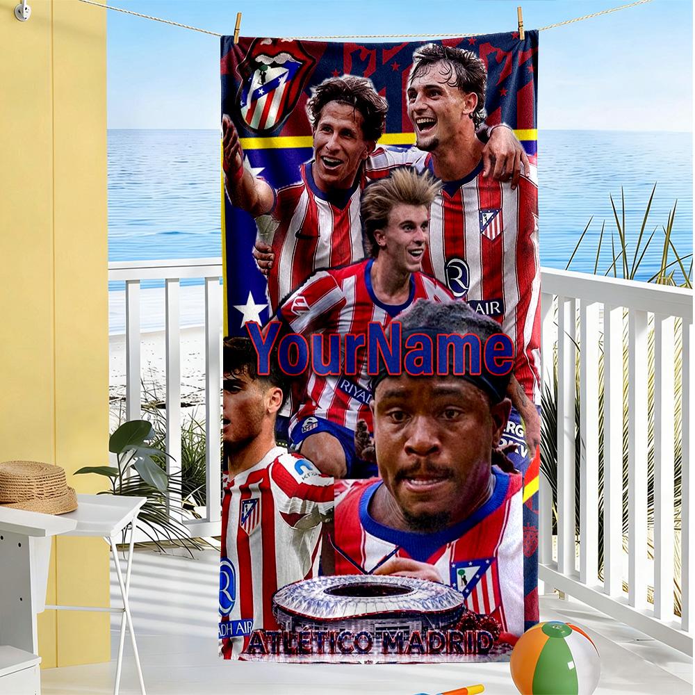Atletico Madrid Customize Your Name Beach Towel Quick-Dry Soft Microfiber Perfect for Traveling Yoga Camping and Swimming