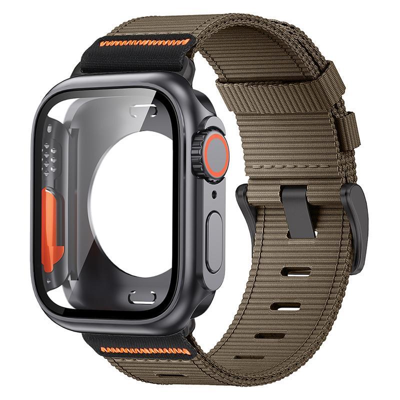 

Нейлоновый ремешок-петля + Чехол из поликарбоната для Apple Watch Серии 11 10 42 мм 46 мм 45 мм 44 мм 41 мм 40 мм Ремешок-чехол для Iwatch 9 8 7 6 5 SE3/2/1 3 21 46mm Series 10 11