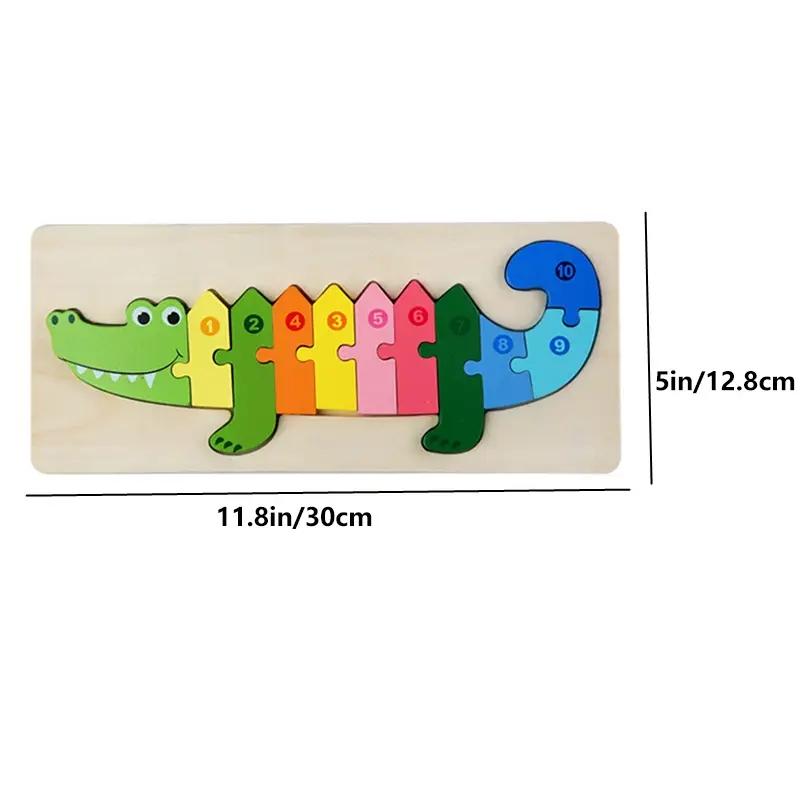 Wooden Puzzles for Kids, Number Puzzle, Dinosaur Puzzles and Animal ,Traffic,Characte Jigsaw Toys for Boy Girl Ideal Gift, 1-6