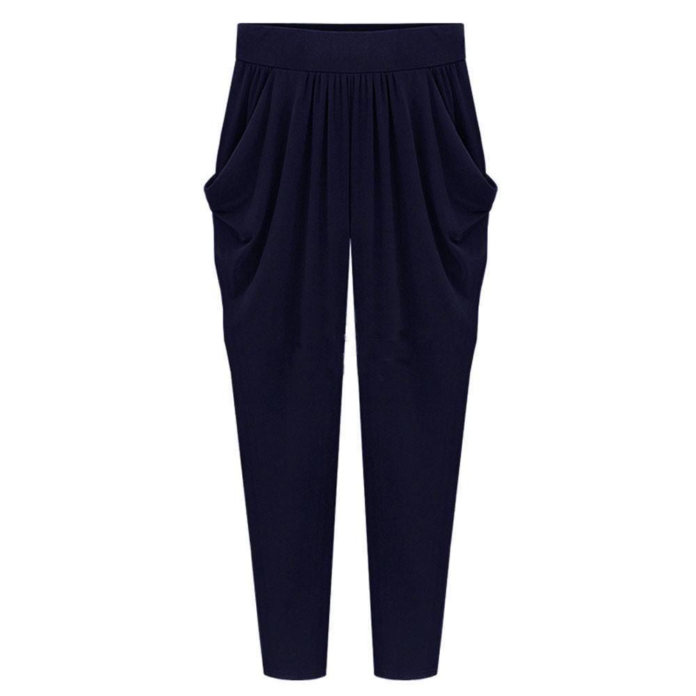 Size Womens Plus Fashion Elastic High Waist Long Harem Loose Pants Trousers