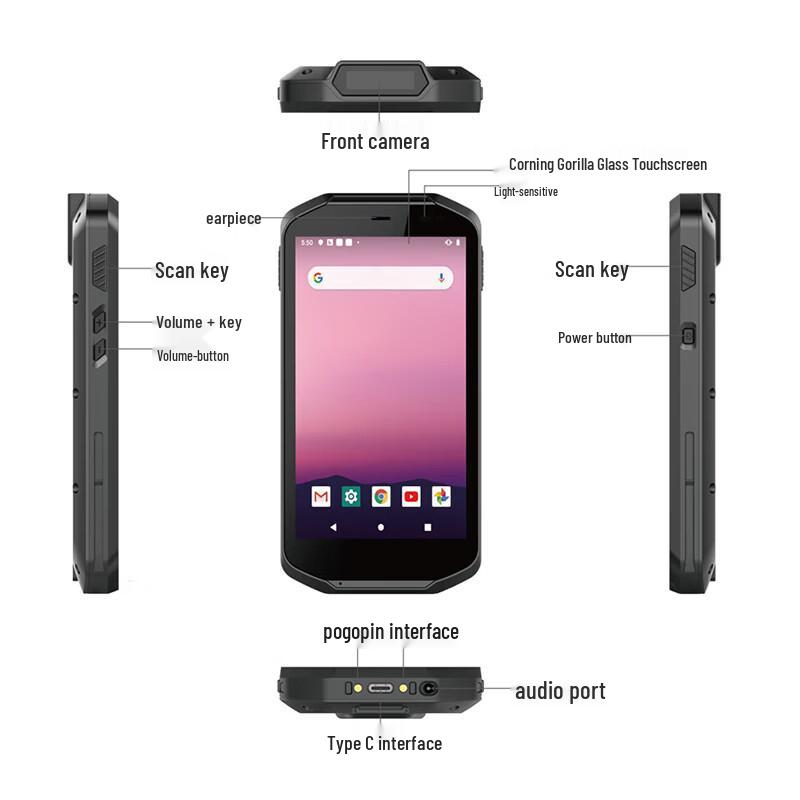 Rugged 5-inch Android Handheld Data Collector with Barcode Scanner (CN Version)