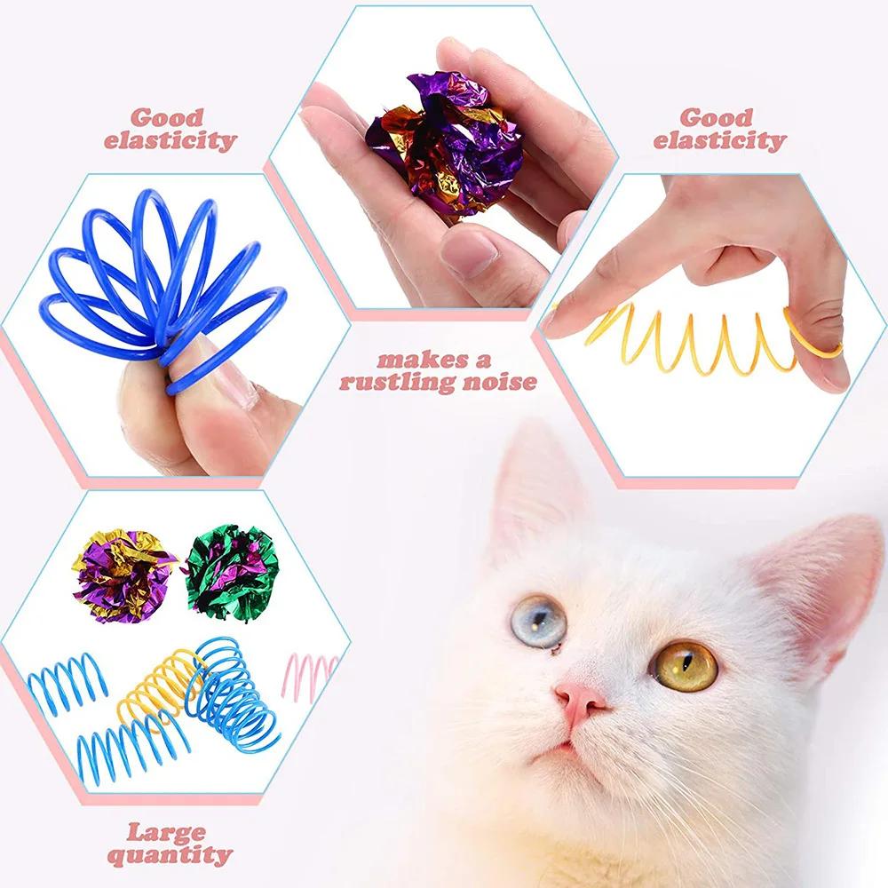 14 Pack Spring Paper Hair Ball Cat Toy Set Cat Toy Interactive Pet Products for Cat Toys Pet Accessories