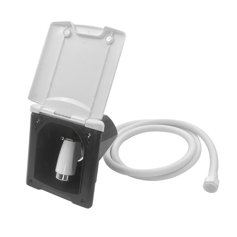 Campers Yacht Shower Box With Magnetic Cover And 180 Degree Opening Flip Lid Water Inlet Adapter With Water Pipe
