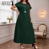 Plus-size Women's Summer Round-neck Elegant Long Dress