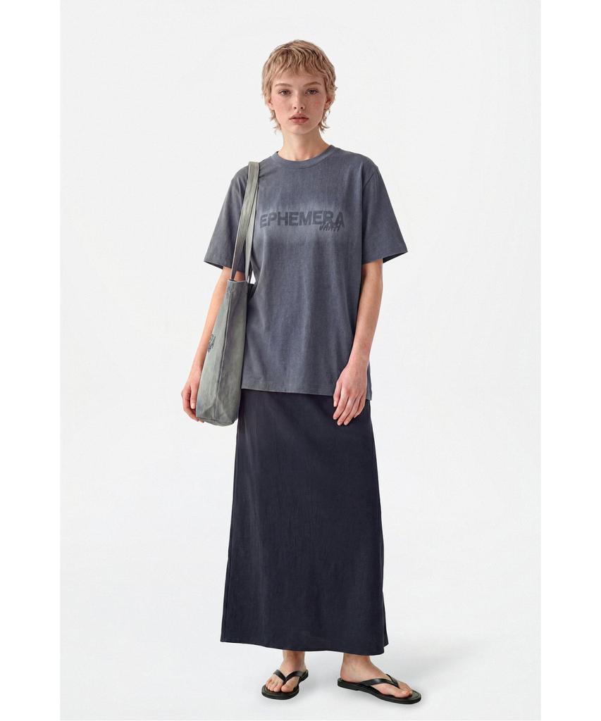 Jaa [Jaah] Elastic Waist Long Skirt Navy