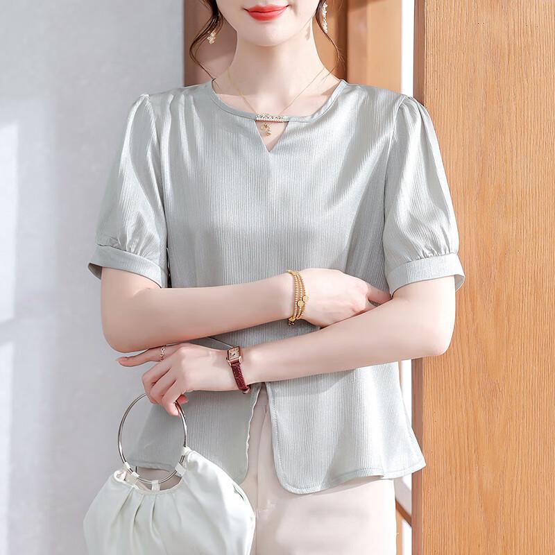 Women s Chiffon Short-Sleeve Blouse 4XL