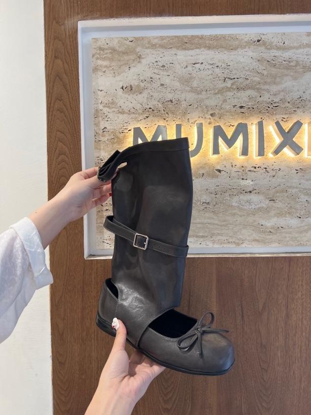 

Cowhide version~ Korean niche design cool boots children s 2025 new summer bow ballet stack shoes short boots 40