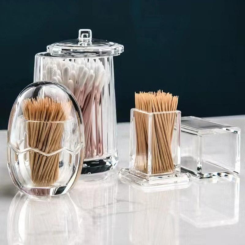 1pc Toothpick Storage Box High-end Transparent Toothpick Container Portable Rectangular Thickened Toothpick Case YQH002