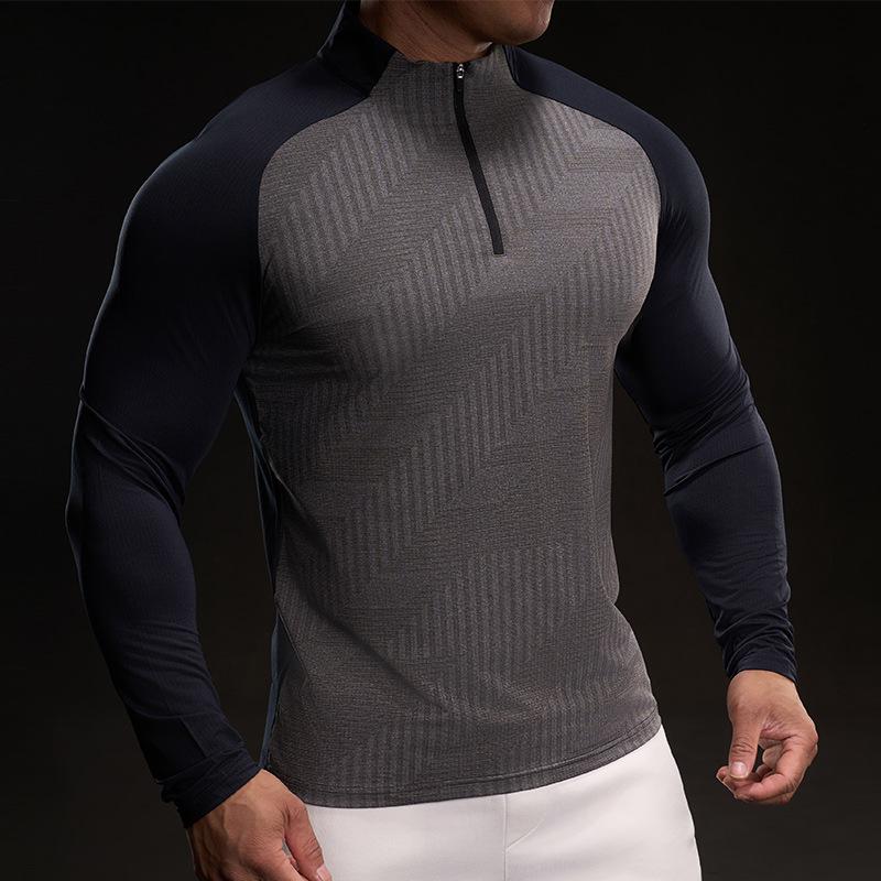 New Long-sleeved Training Suit T-shirt Men's Slim Sports Bodysuit Casual and Fashionable Pure Color