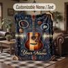 Music Fire Artwork Theme Throw Blanket Custom Name Text Personalized Blanket Soft Cozy Blanket for Home Sofa Bed