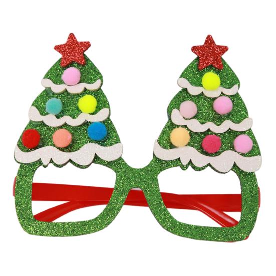 Seasonal Decorative Eyewear for Festivals Christmas Glasses, Glitter Party Glasses Frames, Novelty Elf Snowman Santa Claus Holiday Favors Children