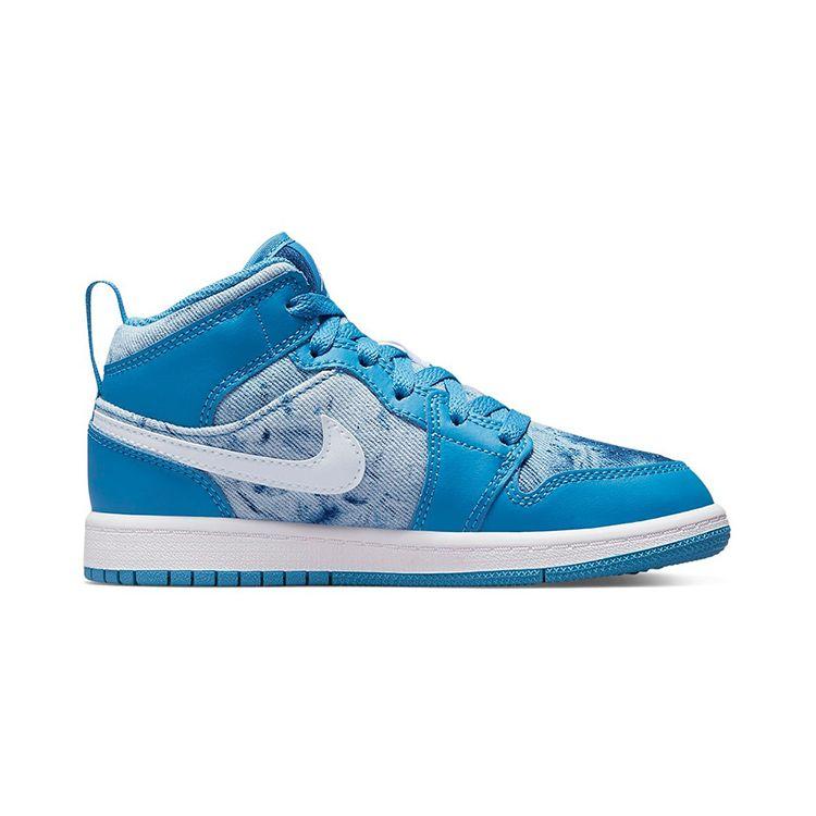 Air Jordan 1 Mid PS Washed Denim Kids Sneakers Blue Dutch-Blue White DM8952-400