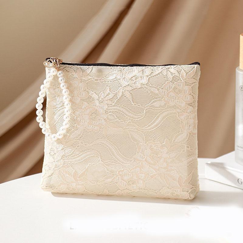 Sweet Lace Cosmetic Bag Travel Toiletry Pouch Organizer Case Toiletry Wash Bag for Makeup Accessories Phone Keys Coin Purse