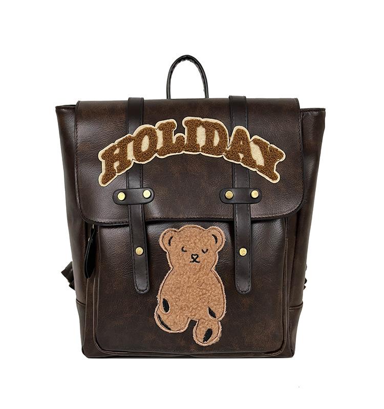 Schultasche Nischendesign Bärenrucksack 1011 Herbst Neu Niedliche Buchstaben Amerikanischer Retro Große Kapazität Schultasche