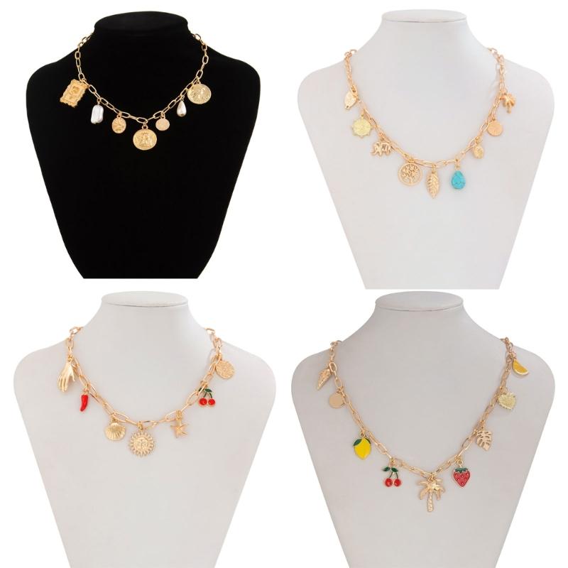 Stylish Gold Crosses Necklace for Women with Seashells Charm Decoration for Beach and Summer Fashion Statement Pieces