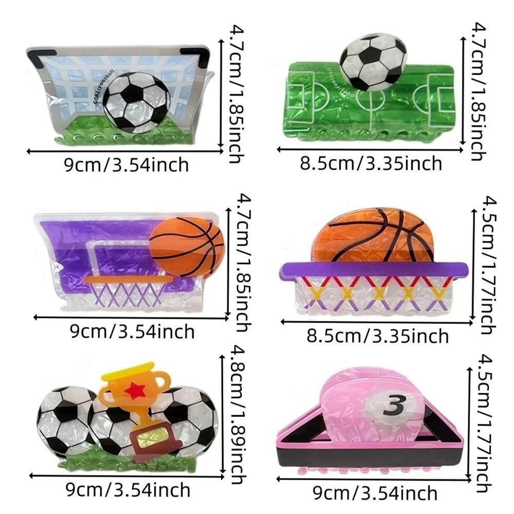 Acrylic Material Sports Style Claw Clip Trendy Style Creative Design Basketball Print Hair Claw Vibrant Colors Non-Slip