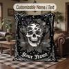Skull Floral Fantasy Theme Throw Blanket Custom Name Text Personalized Blanket Soft Cozy Blanket for Home Sofa Bed