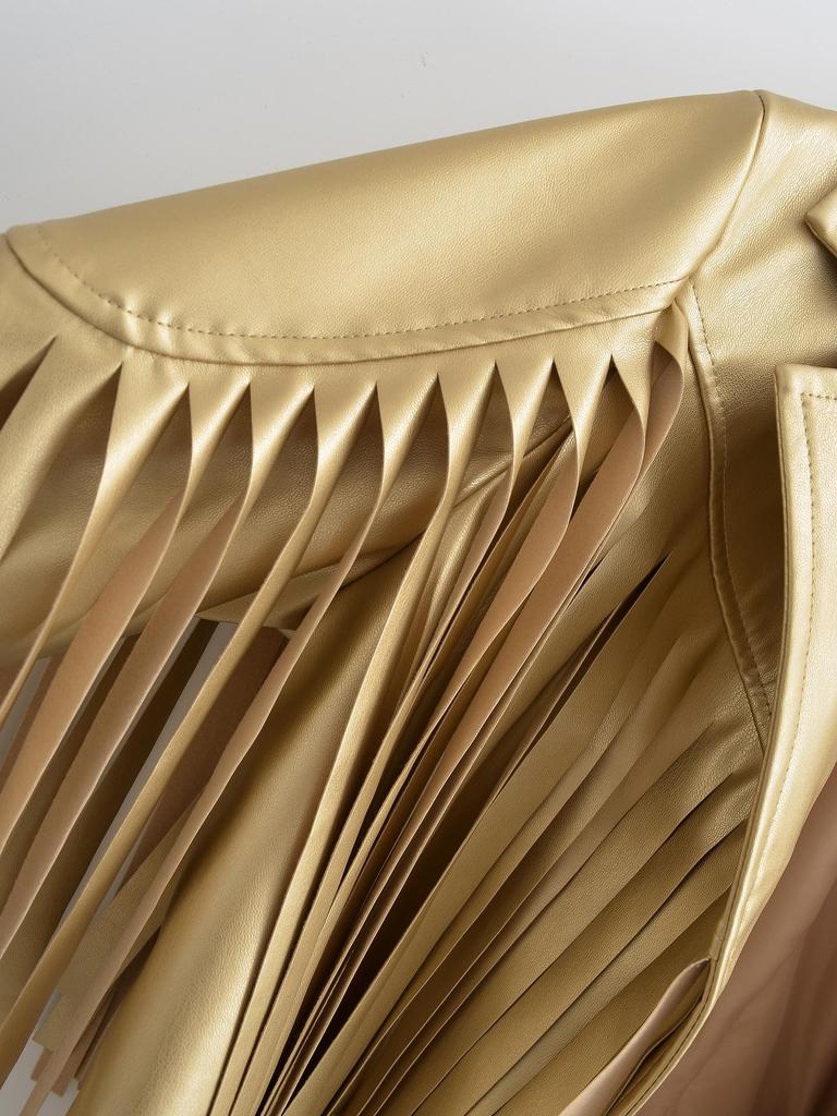 Höst 2023 Dam Street Fashion Tassel Leather Jacket