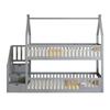 90x200 Children's Bunk Bed Solid Wood Bed with Roof, Safety Stairs and Storage Drawers, Storage Children's Bed Single Bed Gray