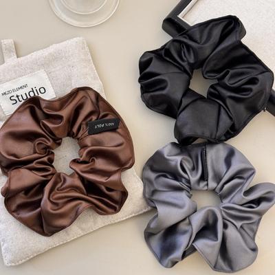 Elegantes Satin Großdarm Haarband, Unifarbe, Lässiges Haargummi, High-End Stil, Einfaches und vielseitiges Haaraccessoire