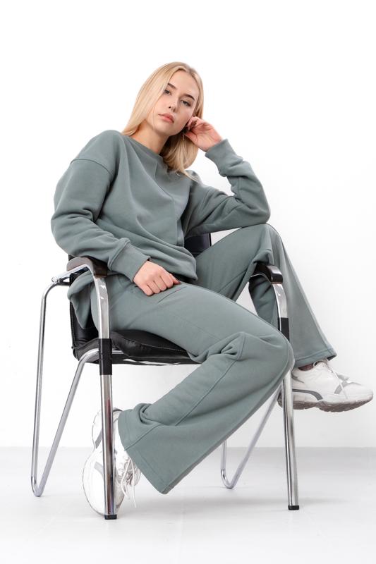 Women’s Cozy Sweatshirt & Wide-Leg Pants Set – Relaxed Fit & Tailored Details, Winter, 3399-140 HC