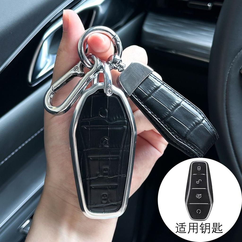 Car Key Case For 24 Byd Key Cover Song Plus Tang Han Dmi Seal Qin Ev Guard Ship Car Shell Genuine Leather Male Buckle Metal