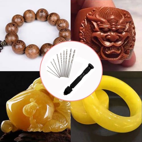 CHENLONB Hand Drill, Pin Vise, Small Drilling Tool, No Power Supply Required, Manual Drill, DIY Tool, Includes 10 Drills, 0.8mm-3mm, Storage Case Incl