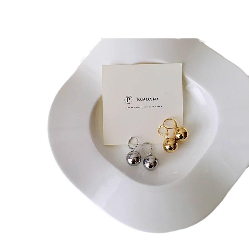 PANDANA High Color Retention Minimalist Round Ball Bead Earrings (Ouyang Nana Style)