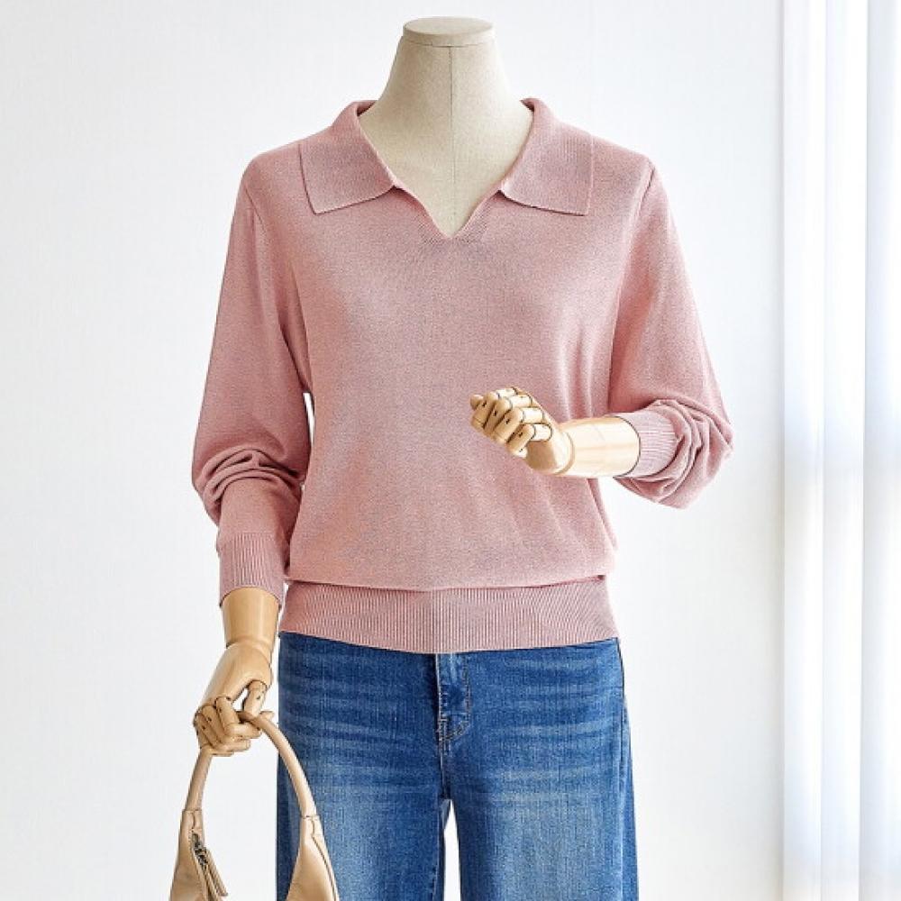 Customable Collar Half Open Shining Knit T2508kn647c