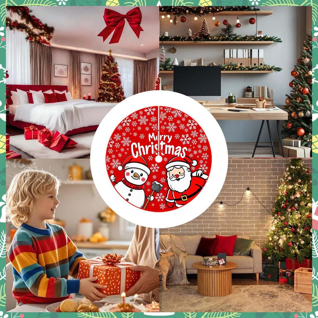 Small Christmas Tree Skirt 35inch Red Festive Winter Home Decorations Christmas Tree Rug Skirt Mat For New Year Home Dorm