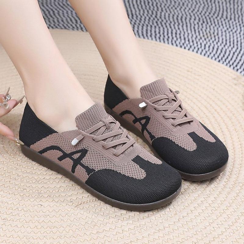 Women New Summer Mesh Shoes Casual Breathable Lace Up Shoe Versatile Retro Flats Lightweight Non Slip Mother Shoes Zapatos Mujer