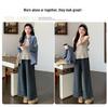 Spring 2026 Maternity Fashion: Plaid Shirt, Striped Vest & Wide-Leg Pants Set