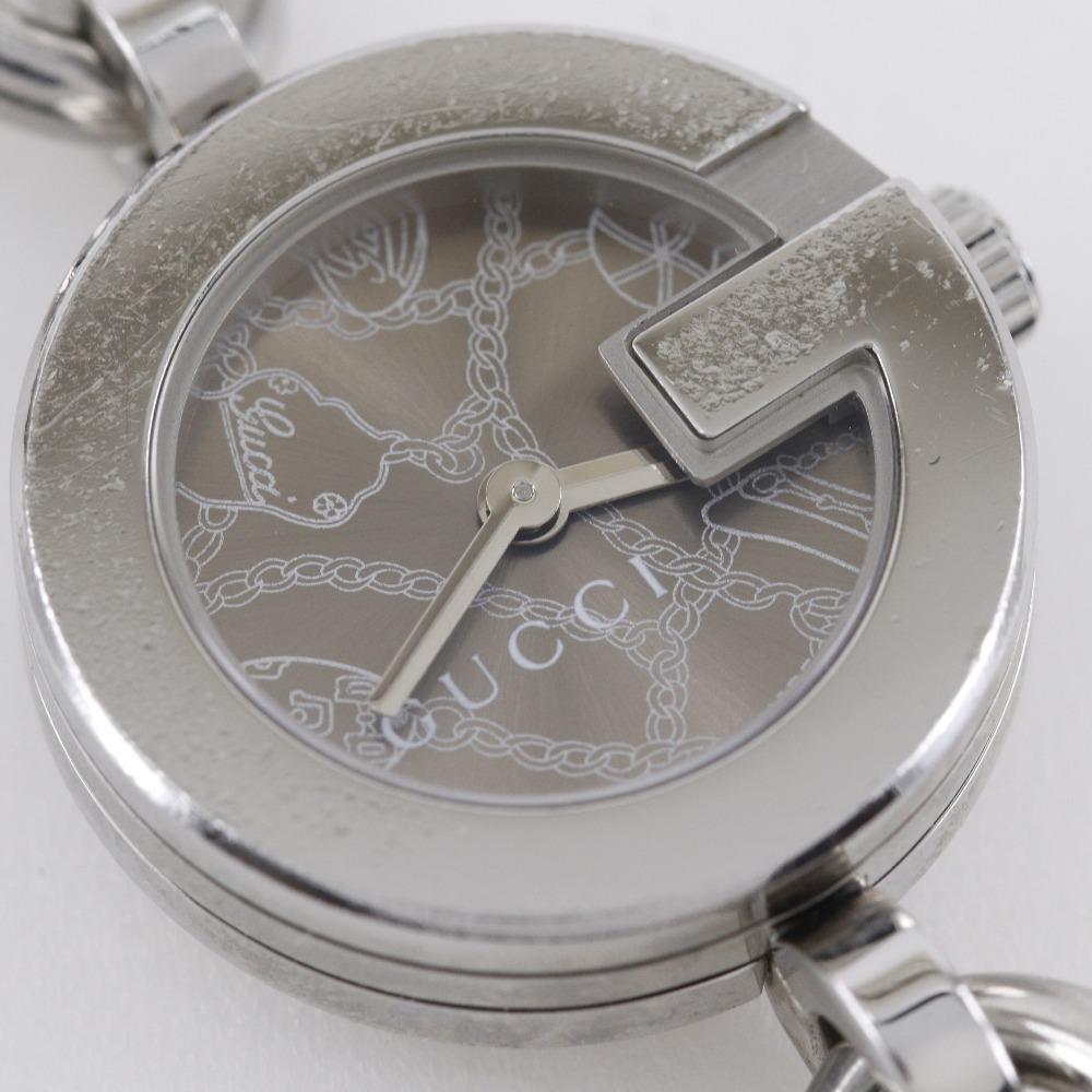 Gucci G Charm Watches 107 2459 BrownDial Stainless Steel Quartz Analog Display Women Used