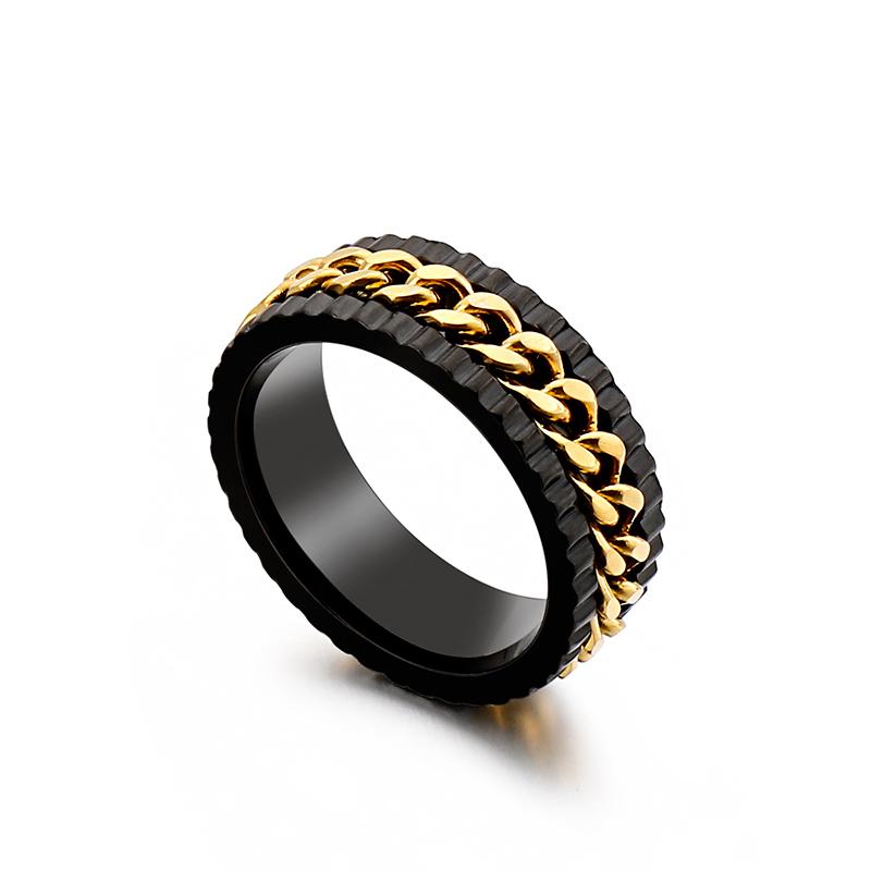 Punk Cuban Chain Rings for Men Stainless Steel Biker Finger Ring Hip Hop Jewelry Male Charms Gift Turnable Anillos