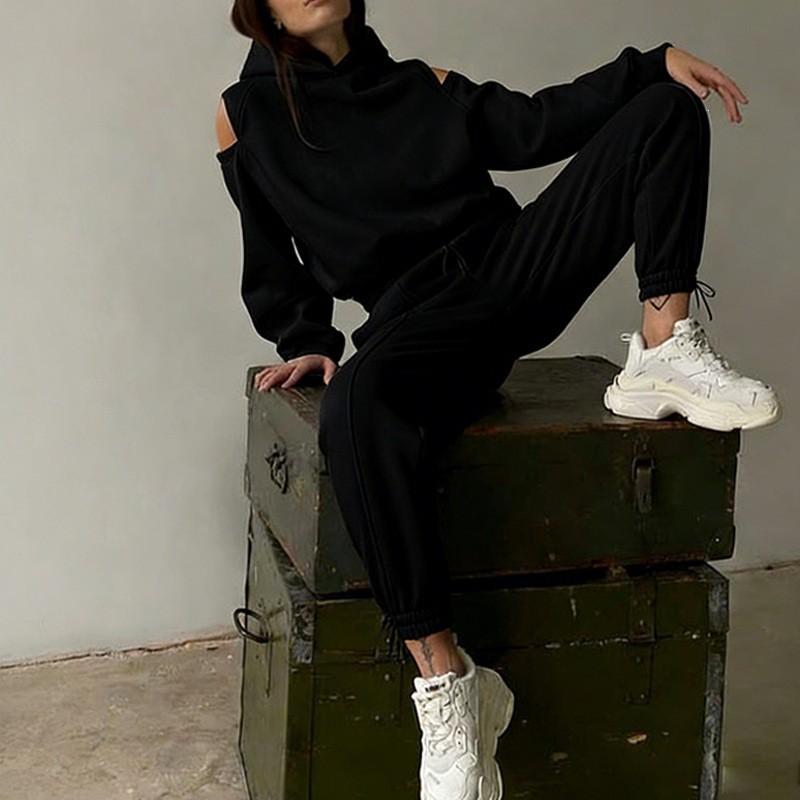 2026 Womens Casual Lounge Set Hooded Sweatshirt Wide Leg Pants Outfit