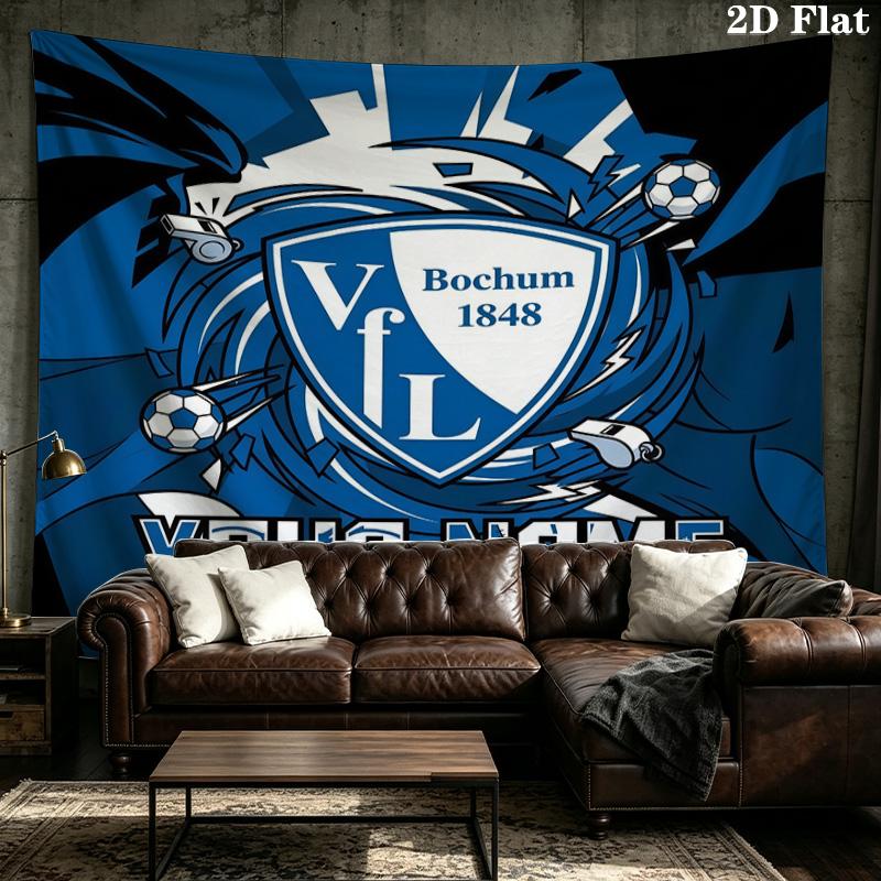 Custom Name VfL Bochum Printed Tapestry – Wall Hanging for Bedrooms, Dorms, and Home Decor