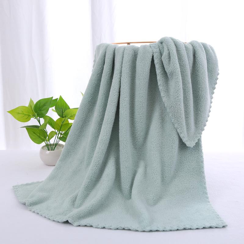 Coral Fleece Towel Bath Towel Enlarged and Thickened Soft Absorbent Lace 70*140 Quick-drying Beach Towel