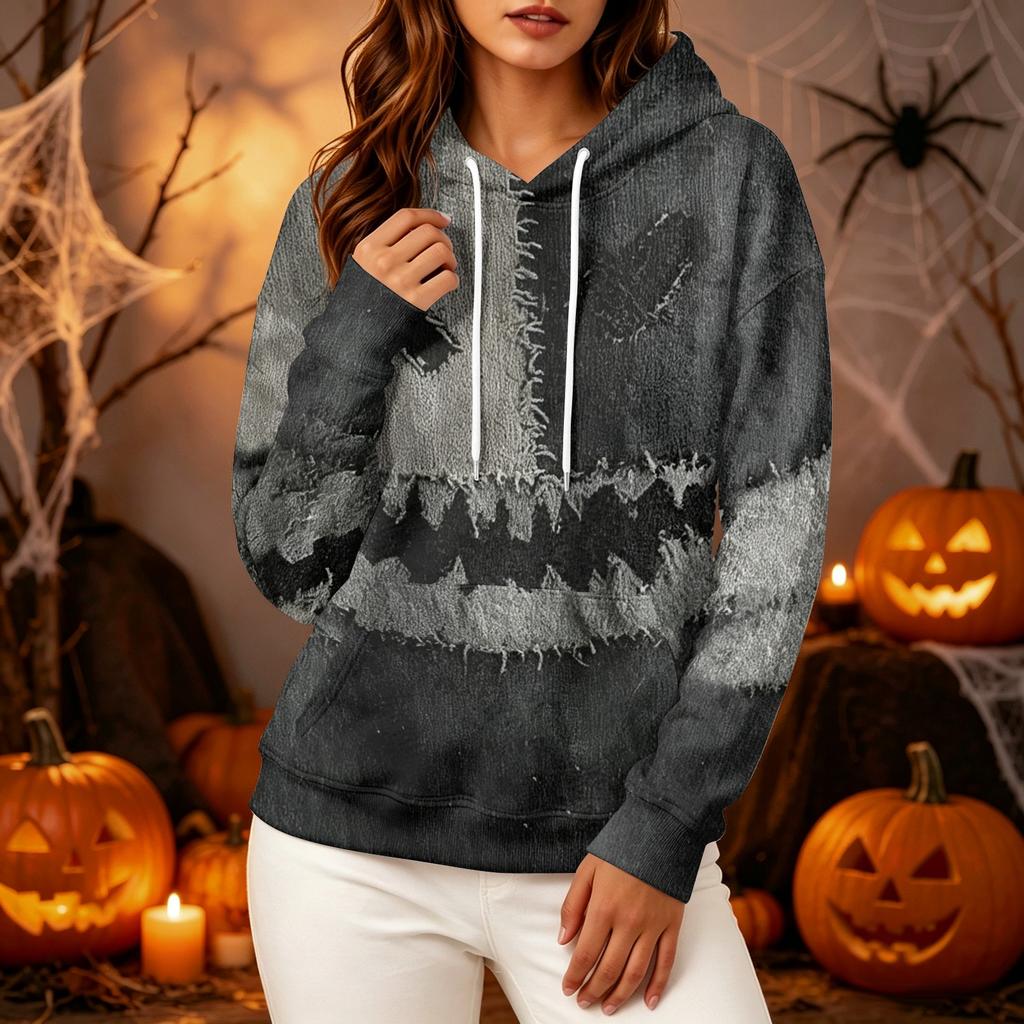 Women's Long Sleeve Halloween Print Hoodie