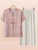 Mom's Chinese-Style Short-Sleeve Summer Top Set for Middle-Aged and Elderly Women