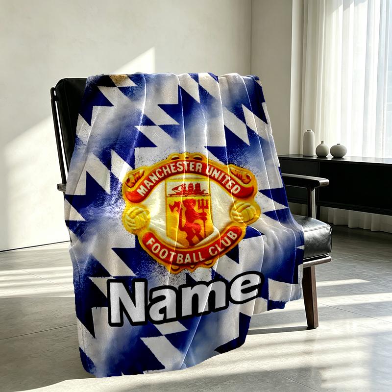 Custom Name Personalized Manchester United F.C Print Blankets, Home Decor, Bedroom, Sofa, Camping, Couch, Gifts for Birthday Christmas