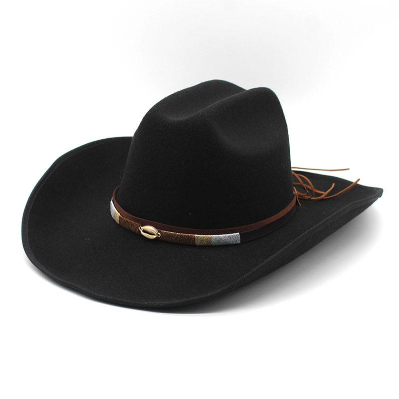 Big Brim Hemmed Denim Woolen Hat Western Cowboy Gift Hat Men'S And Women'S Couple Hat Ethnic Felt Hat