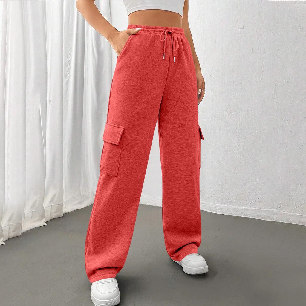 Women's Casual, Stylish, Loose-fitting, Sporty Drawstring Waist Wide-leg Pants