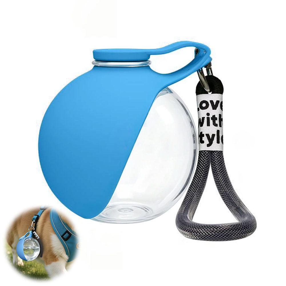 PETG Portable Dog Water Bottle Convenient Travel Drink Dispenser Outdoor Puppy Water Bowl for Pets синий