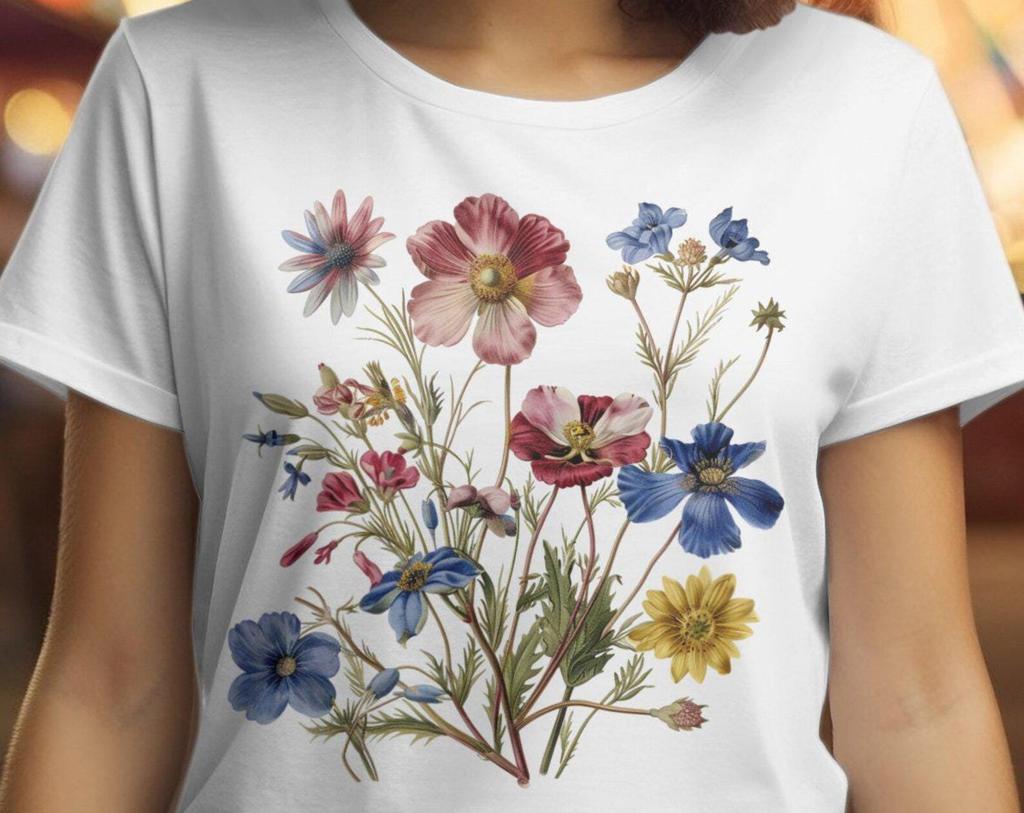 Pressed Flowers T-Shirt, Wildflower Graphic Tee, Boho Shirt