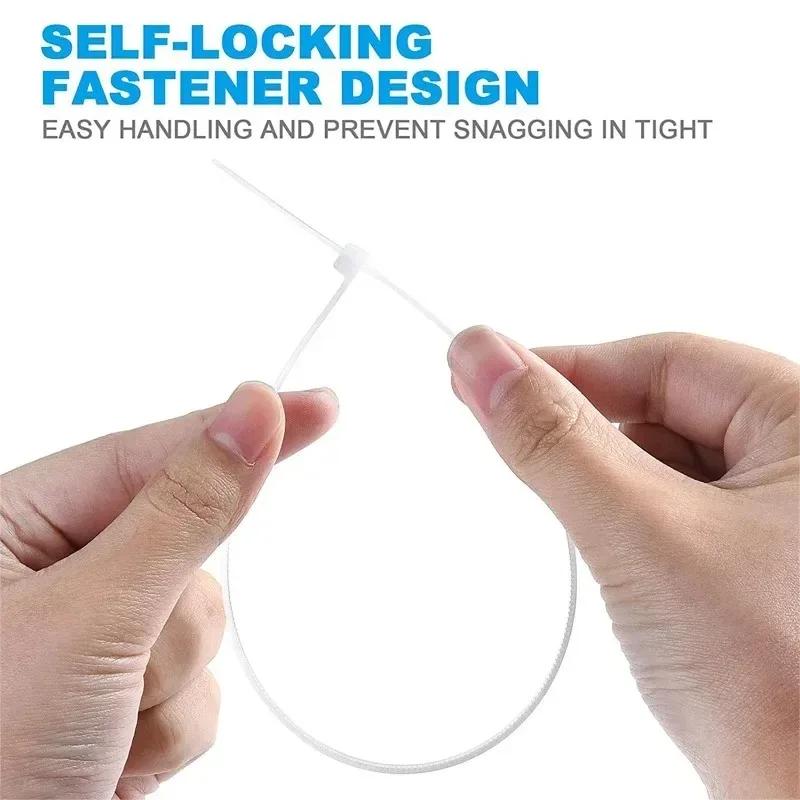 100Pcs Nylon Cable Ties Self-locking Cord Ties Straps Adjustable Cables Fastening Loop Home Office Wire Zip Ties Wholesale