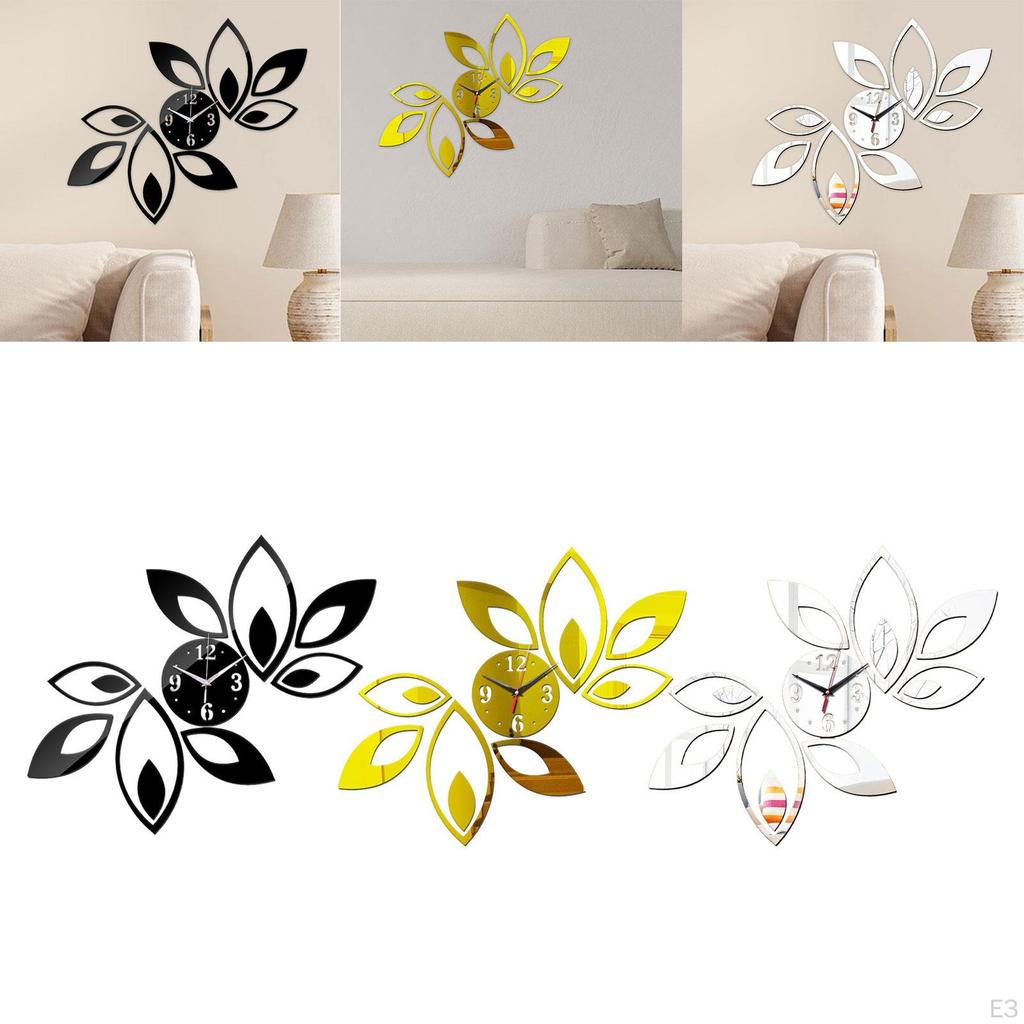 Acryl Spiegel Wanduhr Kunst Stumm Nicht tickend Modern Aufkleber für Café