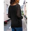 Fashion See-through Striped Long Sleeve T-Shirt Female Autumn Loose V Neck Pullover Tops Women Solid Color Casual Commuter Tees