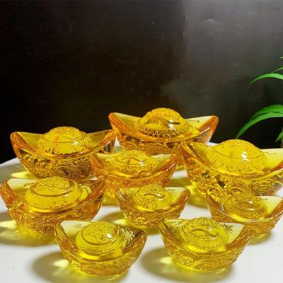Chinese Style Citrine Ingot Gold  Glass Colored Glaze Wealth Money Craft