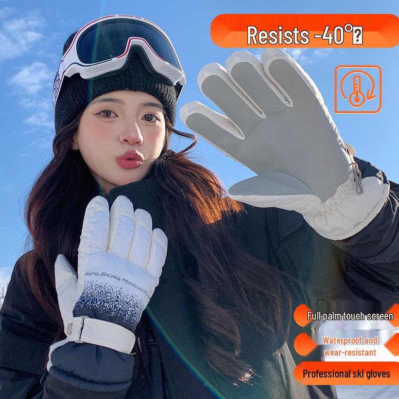 Damen- & Herren Winter Touchscreen Skihandschuhe - Plus Samt, Dick, Winddicht, Kältebeständig zum Fahren von Elektrofahrzeugen