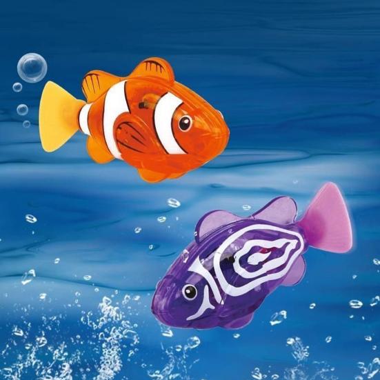 Yousheng Wasseraktivierter leuchtender elektrischer Fisch Badespielzeug für Kinder Interaktiver Roboter-Schwimmfisch für Pool Wanne Blinkendes wasserdichtes Spaß Sommergeschenk